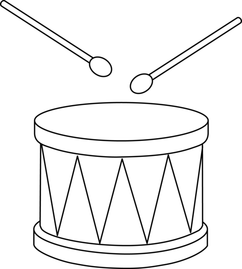 Colorable Marching Drum - Line Drawing Of Drum (493x550), Png Download