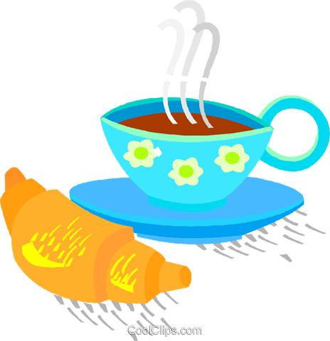 Coffee Cup With Croissant Royalty Free Vector Clip - Morning Tea Clip Art (464x480), Png Download