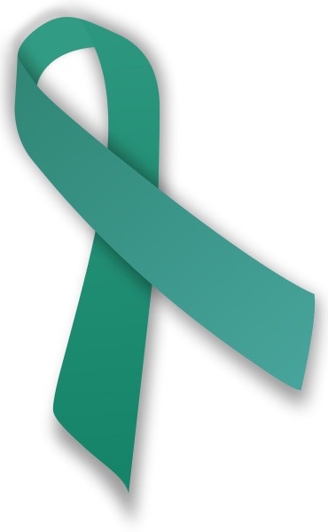 Teal Awareness Ribbon (370x599), Png Download