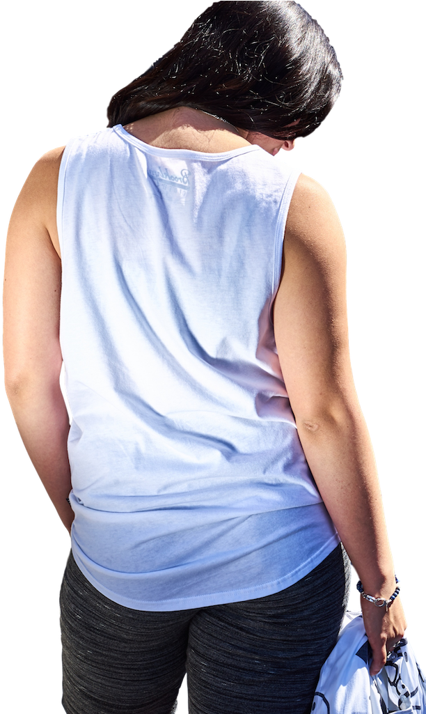 White Distressed Scoop Hem Pocket Tank Tees & Tanks - Girl (687x1024), Png Download