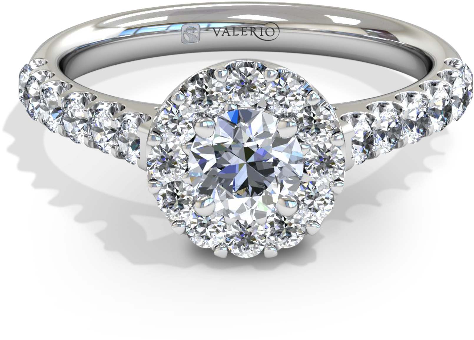 Starburst Diamond Halo Fairtrade Gold Engagement Ring - Round Engagement Ring With Pave Diamonds (2048x2048), Png Download