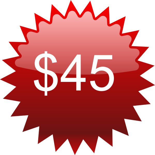 $45 Red Star Price Tag Clip Art At Clker - Blank Seal Stamp Png (600x600), Png Download