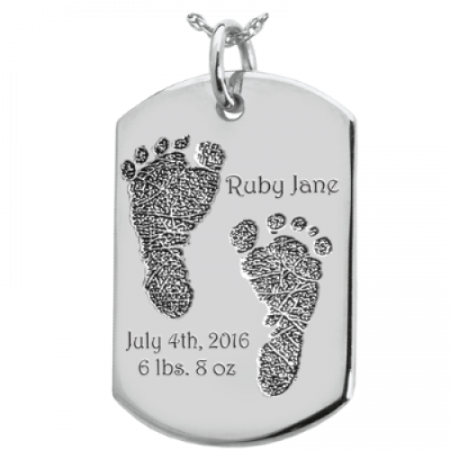 Fingerprint 3d Baby Feet Print Dog Tag - B&b Dog Tag Actual Pawprint Jewelry (500x500), Png Download