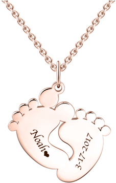 Rose Gold Personalized Baby Feet Necklace (400x400), Png Download