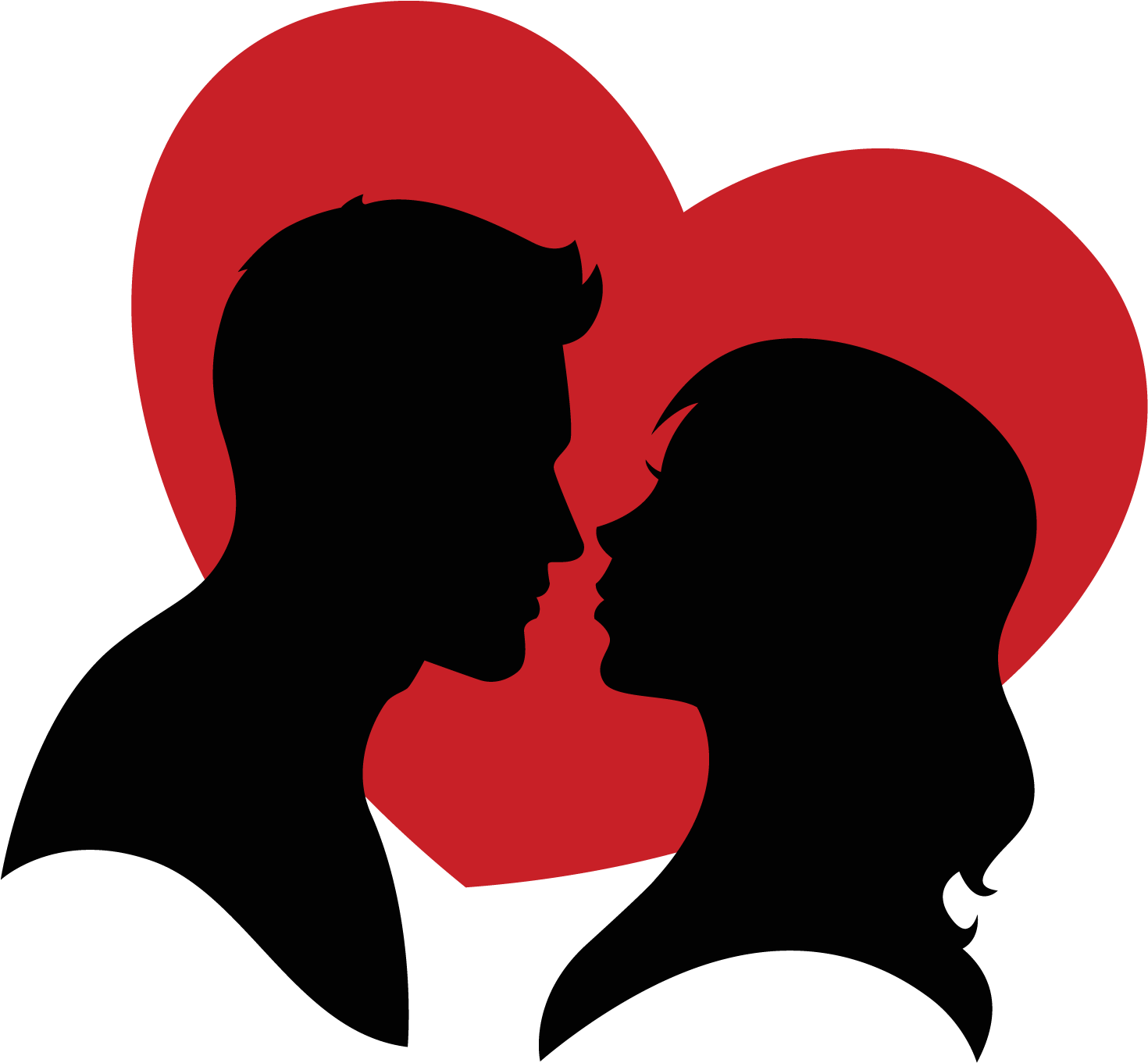 Love Heart Clip Art - Couple Silhouette (1500x1500), Png Download