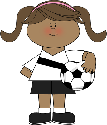 Kids Soccer Ball Clipart Free Images - Cartoon Girl Soccer Players (343x400), Png Download
