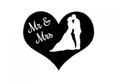 Mr & Mrs Couple In Heart Bookami® Silhouette Book Folding - Mr And Mrs Silhouette (500x500), Png Download