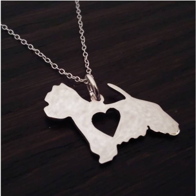Westie With Heart Silhouette Pendant Sterling Silver - Heart Silhouette Pendant (550x381), Png Download