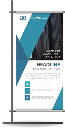 Blue Triangle Business Roll Up Banner Flat Design Template - Flat Design (640x640), Png Download