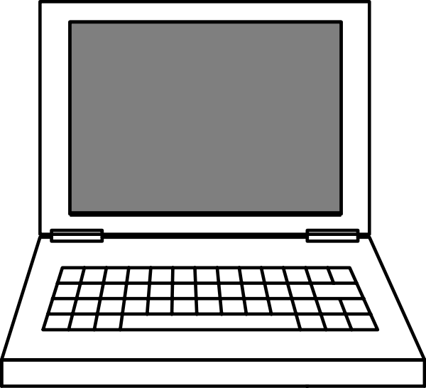 Vector Transparent Library Black And White Panda Free - Simple Drawing Of Laptop (600x546), Png Download