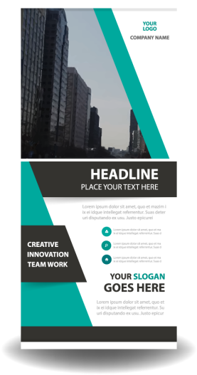 Green Triangle Business Roll Up Banner Flat Design - Advertising (640x640), Png Download