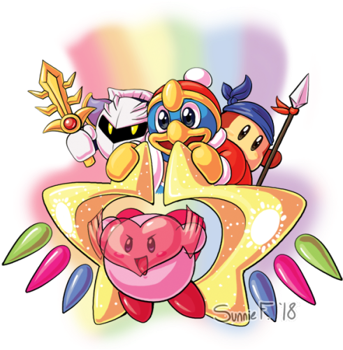 A Charm Design Of Kirby And Pals On The Star Sparkler - Cartoon (500x500), Png Download