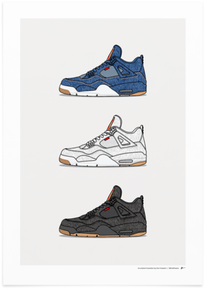 Triple Levi's Jordan - Kick Posters Jordan 4 (360x481), Png Download