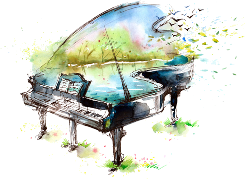 Pianos - Piano Art (500x395), Png Download