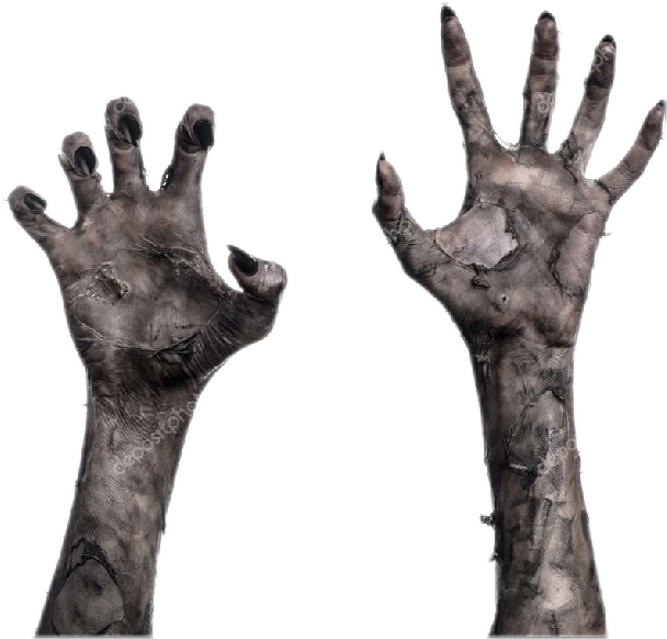 Death Arms Nails Hands Effects Makeup Zombie Black - Zombie Hand Transparent Background (728x696), Png Download