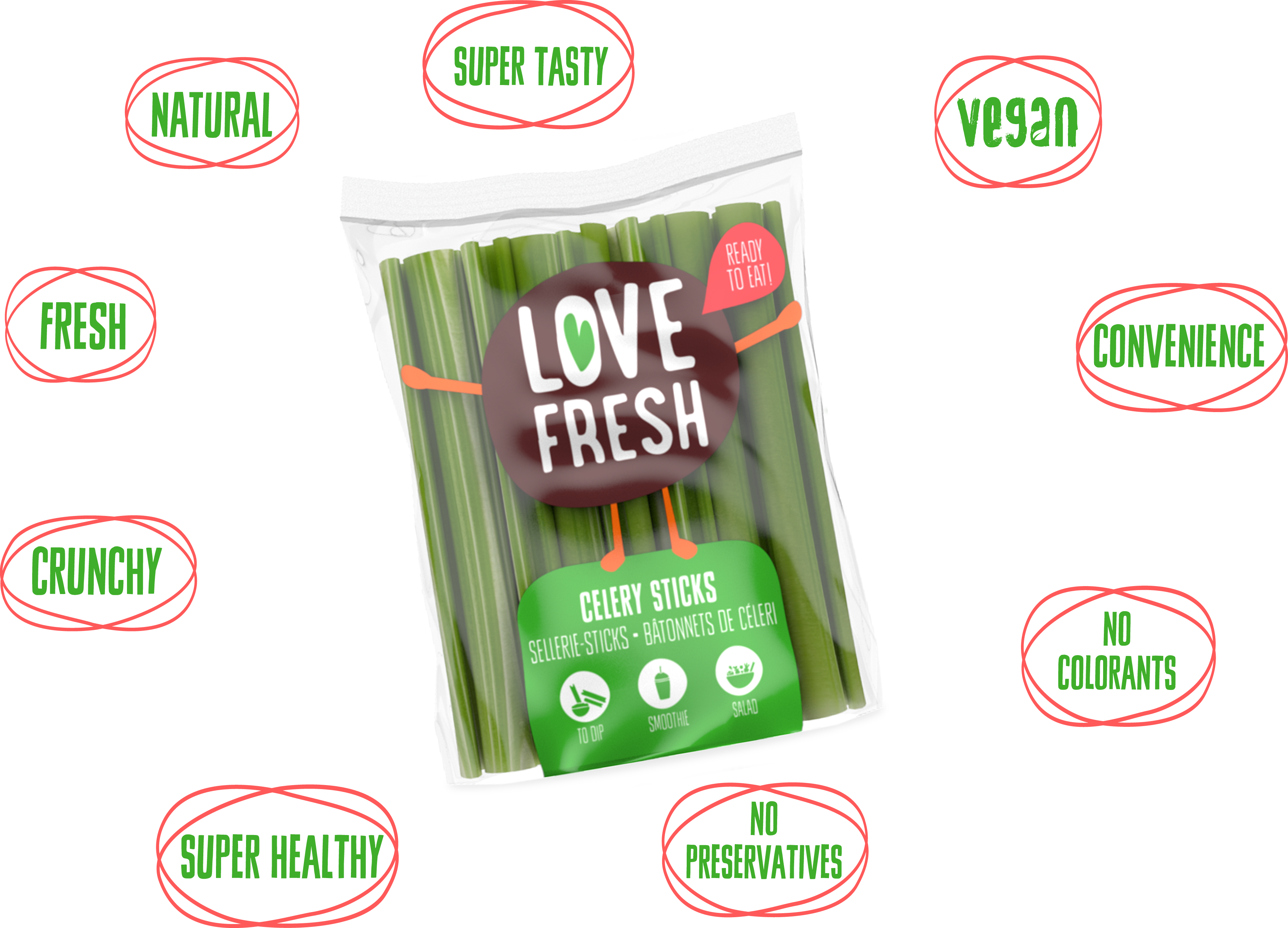 We Present The New Love Fresh® Celery Sticks (3560x2565), Png Download