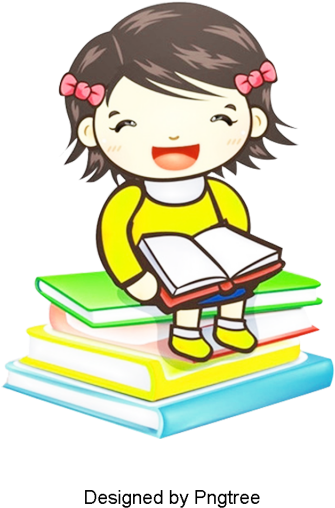 Cartoon Simple Hand-painted Student Learning Design, - Cartoon Baby Girl Reading (640x640), Png Download