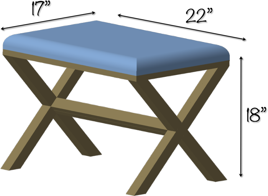 Diy Upholstered X Bench Plans - Diy X Bench (1024x768), Png Download