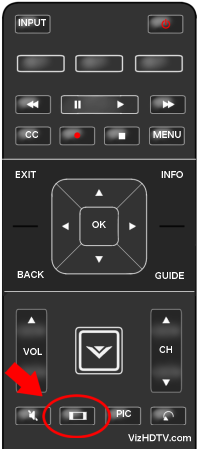 Wide Button On A Vizio Remote - Vizio Tv Remote Input (296x450), Png Download