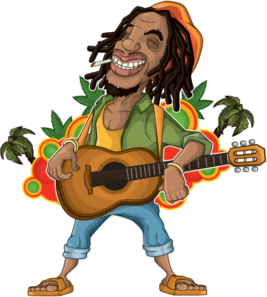 Rastafari Bob Marley Wall Sticker Tenstickers - Bob Marley Cartoon Png (374x416), Png Download