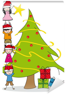 Niños Decorando Un Árbol De Navidad Wall Mural • Pixers® - Christmas Day (400x400), Png Download