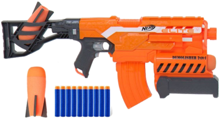 Nerf N Strike Elite Demolisher 2 In 1 Blaster - Orange Nerf Gun Demolisher (480x361), Png Download
