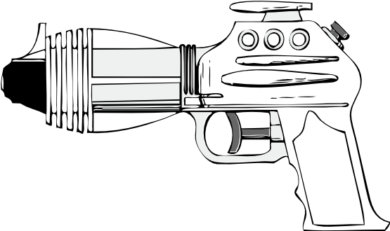 Gun Clipart Coloring Page - Toy Gun Black And White (555x330), Png Download
