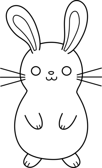 Bunny Clipart Chubby - Bunny Rabbit Cartoon Black And White (335x550), Png Download
