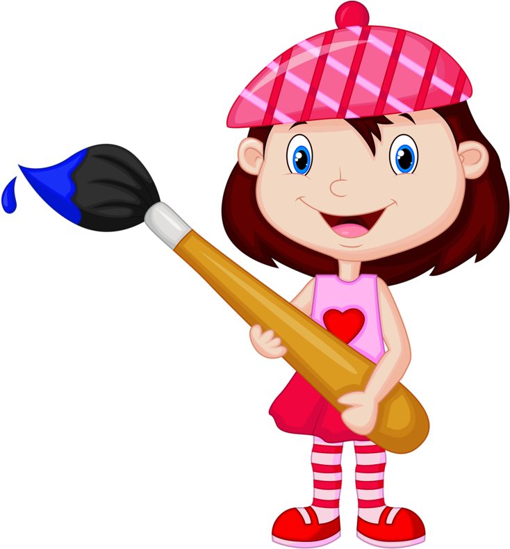 Фото, Автор Soloveika На Яндекс - Menina Pintando O 7 Png (757x800), Png Download