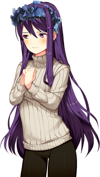 Ddlc Doki Doki Literature Club Yuri Flower Crown Edit - Doki Doki Literature Club Yuri Neko (640x640), Png Download