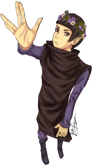 So, I Drew Baby Spock In A Flower Crown - Cartoon (500x714), Png Download