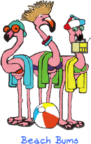 Flamingo Clipart Beach - Beach Flamingo Clipart (336x520), Png Download