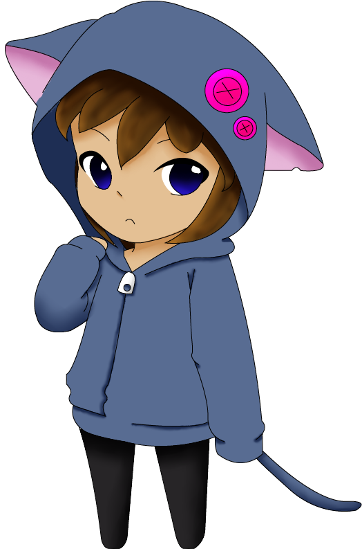 Chibi Girl In A Cat Vest By Sannyvampire On Clipart - Chibi Girl Cat (613x842), Png Download
