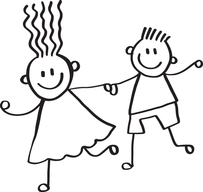 Child's Naive Drawing Of A Boy And Girl - Boy And Girl Drawing Png (648x615), Png Download