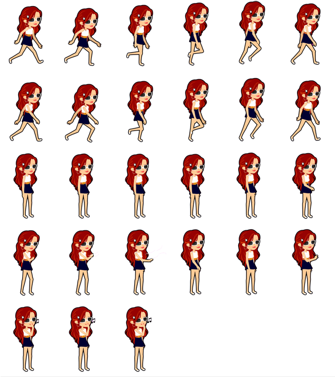 Sprite Sheet Walking Girl (660x755), Png Download