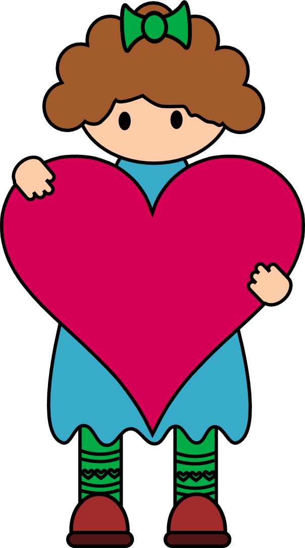 Girl With Heart Free Digital Stamp - Free Digi Stamps (604x1083), Png Download