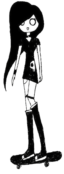 Banner Black And White Drawn Skateboard Couple Free - Black And White Drawing Girl On Skateboard (350x605), Png Download