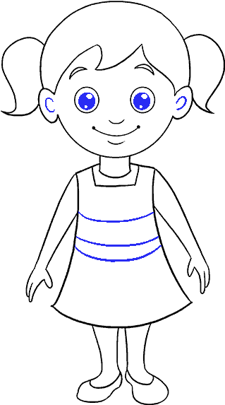 Clipart Freeuse Stock How To Draw A Cartoon Girl In - Drawing (678x600), Png Download