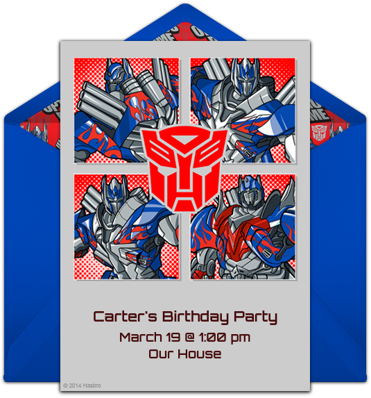 Optimus Prime Squares Online Invitation - Transformers Birthday Invitation (650x650), Png Download