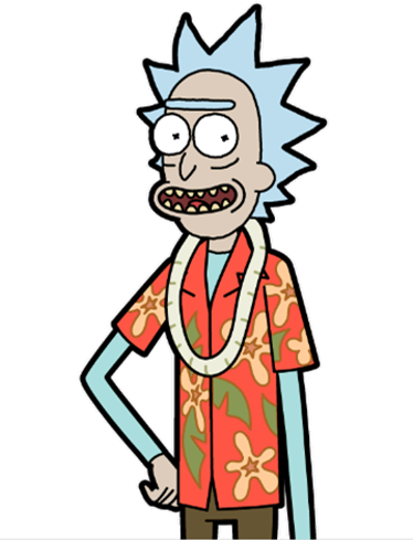 Hawaiian Rick - Rick And Morty Hawaiian (374x489), Png Download