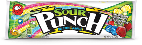 Sour Punch Straws Rainbow (500x375), Png Download