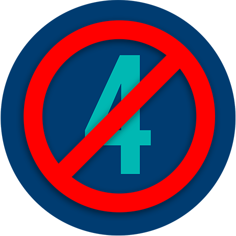 A Number 4 Crossed Out With The International Prohibition - Number (463x462), Png Download