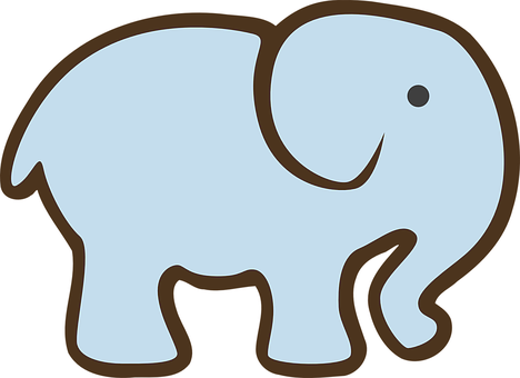 Elephant Silhouette Blue Cute Baby Elephan - Ivory Ella Marble Sticker (468x340), Png Download