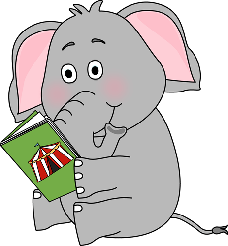 Elephant Clip Art - Elephant Reading (463x500), Png Download