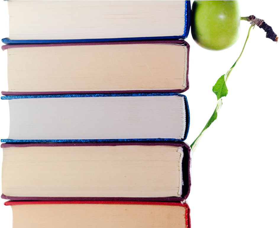 Stack Of Books And Apple Png Image - Portable Network Graphics (1000x768), Png Download