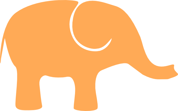 One Orange Elephant Clip Art - Elephant Orange Clipart (600x375), Png Download