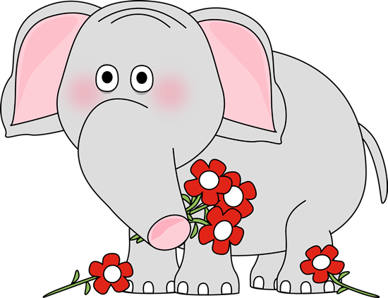 Elephant Clipart Valentine - Valentine Elephant (550x423), Png Download