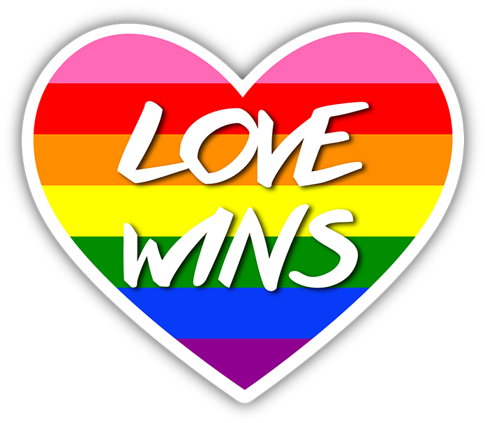 Love Wins Gay Pride Heart Flag Sticker - Love (720x720), Png Download