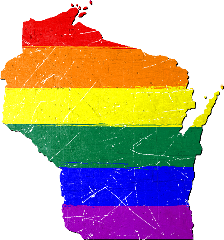 Wisconsin Silhouette Lgbt Pride Flag - Wisconsin (500x500), Png Download