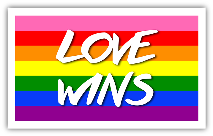 Love Wins Gay Pride Rainbow Flag Sticker - Graphic Design (720x720), Png Download